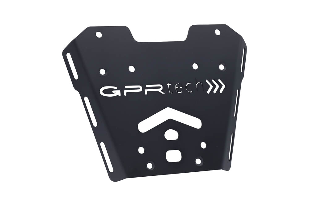 GPR TECH compatible with  Honda X-Adv 750 2016/2020 e4 GPR TECH SPECIFIC PLATE IN TITANIUM TOP CASE-ALPITECH 35/55 LT compatible with original luggage rack,titanium made with 4 anchor points
