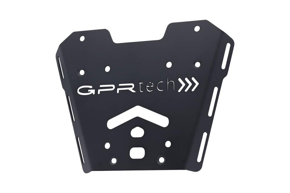 GPR TECH compatible with  Honda X-Adv 750 2016/2020 e4 GPR TECH SPECIFIC PLATE IN TITANIUM TOP CASE-ALPITECH 35/55 LT compatible with original luggage rack,titanium made with 4 anchor points
