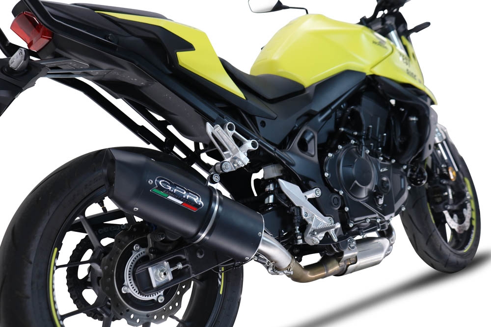 Exhaust compatible with Honda CB 750 Hornet 2023-2024, Furore Evo4 Nero, Homologated legal slip-on exhaust including removable db killer and link pipe 