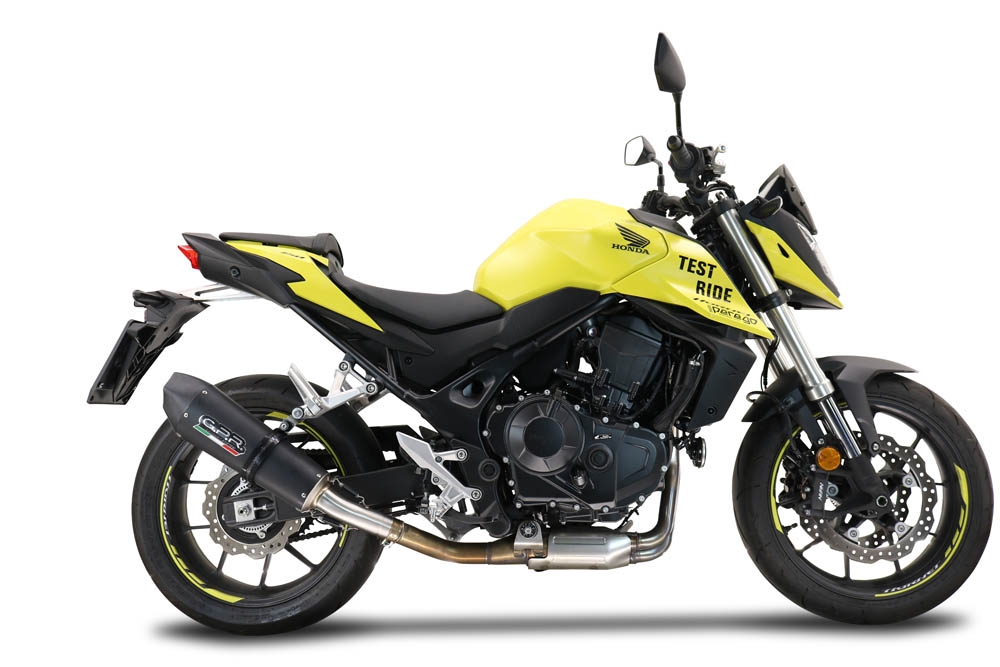 Exhaust compatible with Honda CB 750 Hornet 2023-2024, M3 Black Titanium, Homologated legal slip-on exhaust including removable db killer and link pipe 