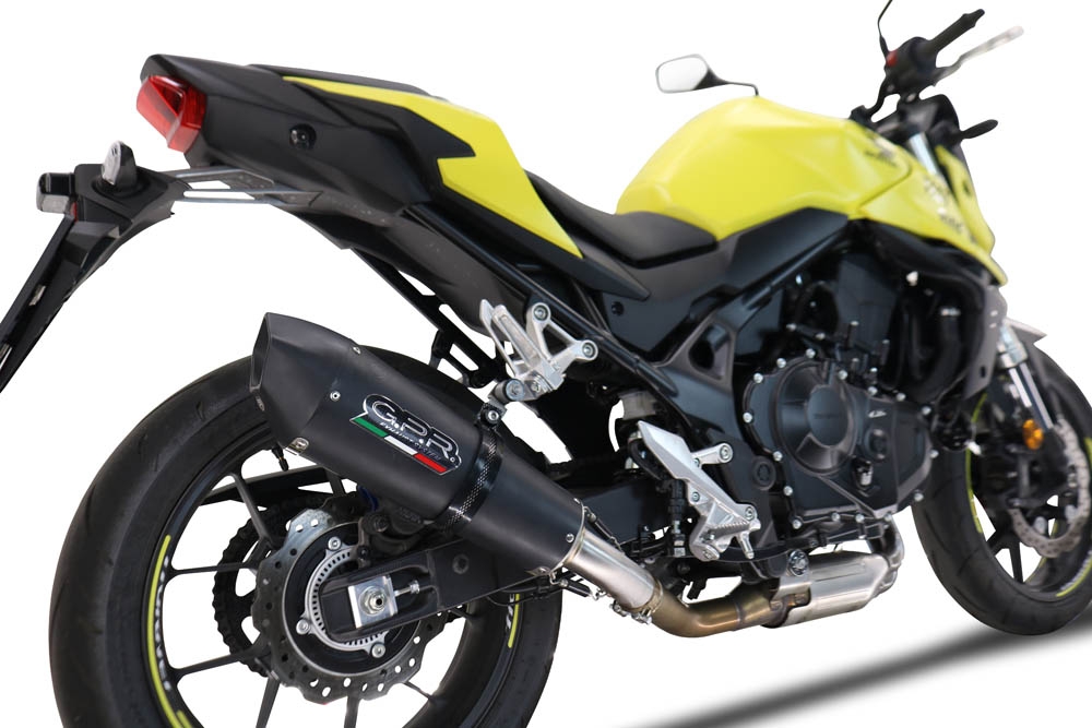 Exhaust compatible with Honda CB 750 Hornet 2023-2024, M3 Black Titanium, Homologated legal slip-on exhaust including removable db killer and link pipe 