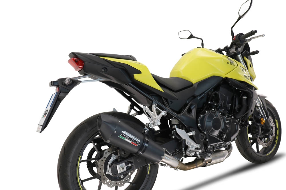 Exhaust compatible with Honda CB 750 Hornet 2023-2024, M3 Black Titanium, Homologated legal slip-on exhaust including removable db killer and link pipe 
