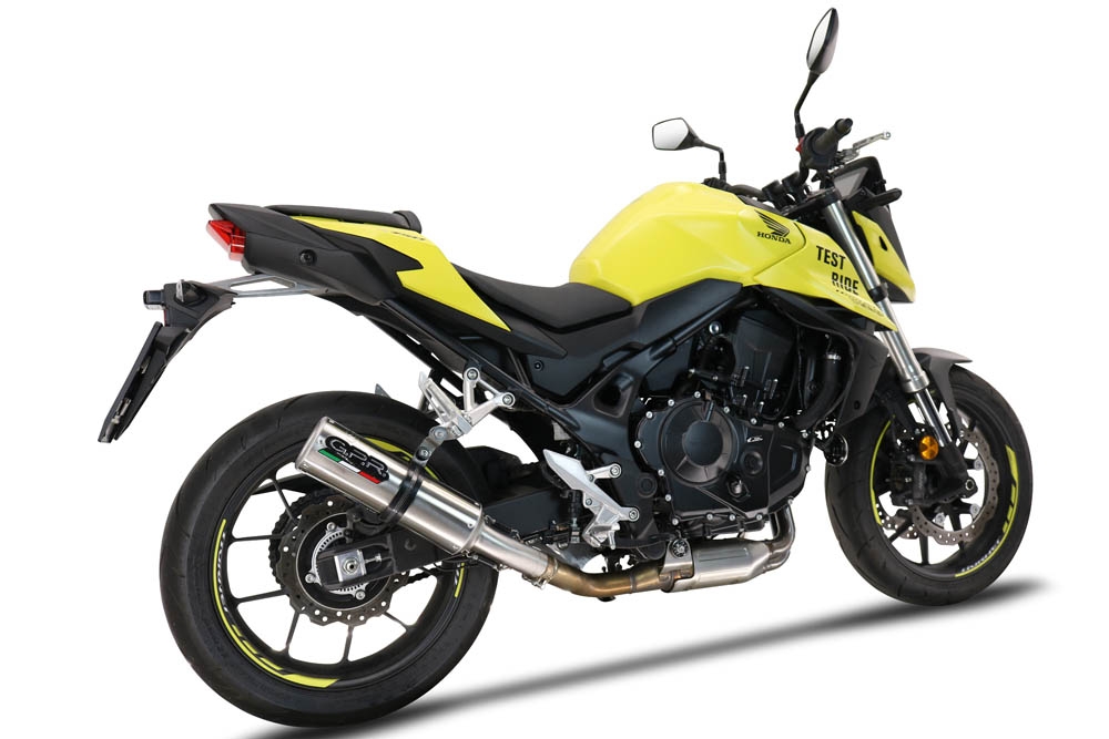 Exhaust compatible with Honda CB 750 Hornet 2023-2024, M3 Inox , Homologated legal slip-on exhaust including removable db killer and link pipe 