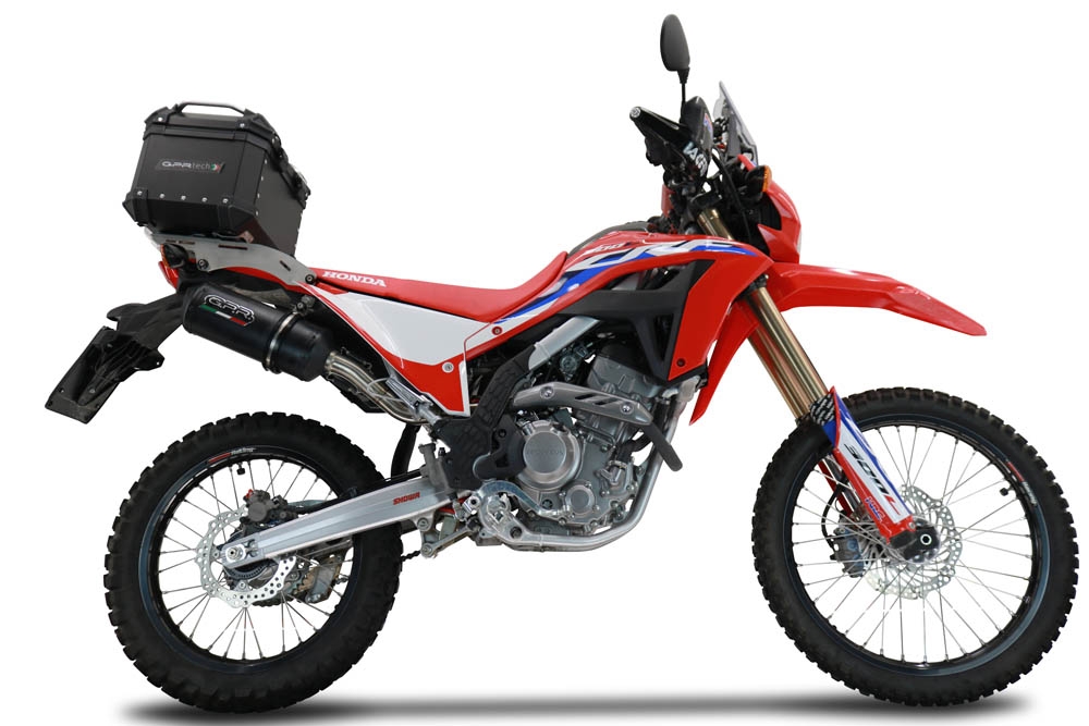 Top case GPR TECH compatible with  Honda Crf 300 L / Rally 2021/2024 e5 GPR TECH Top case in aluminum, black color including, roof rack and specific plate Capacity 45 LT.