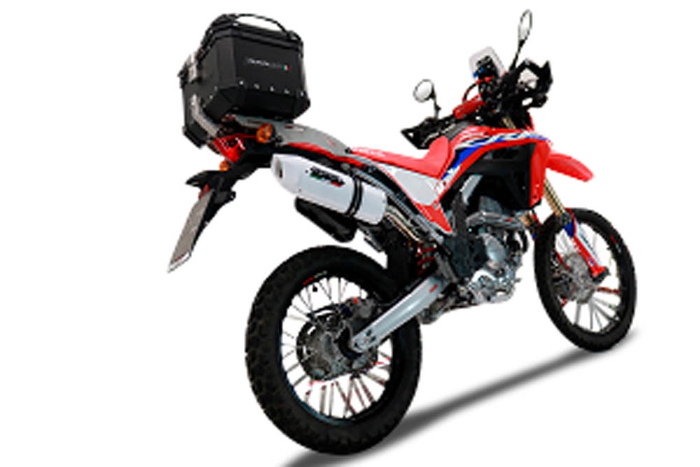 Top case GPR TECH compatible with  Honda Crf 300 L / Rally 2021/2024 e5 GPR TECH Top case in aluminum, black color including, roof rack and specific plate Capacity 45 LT.
