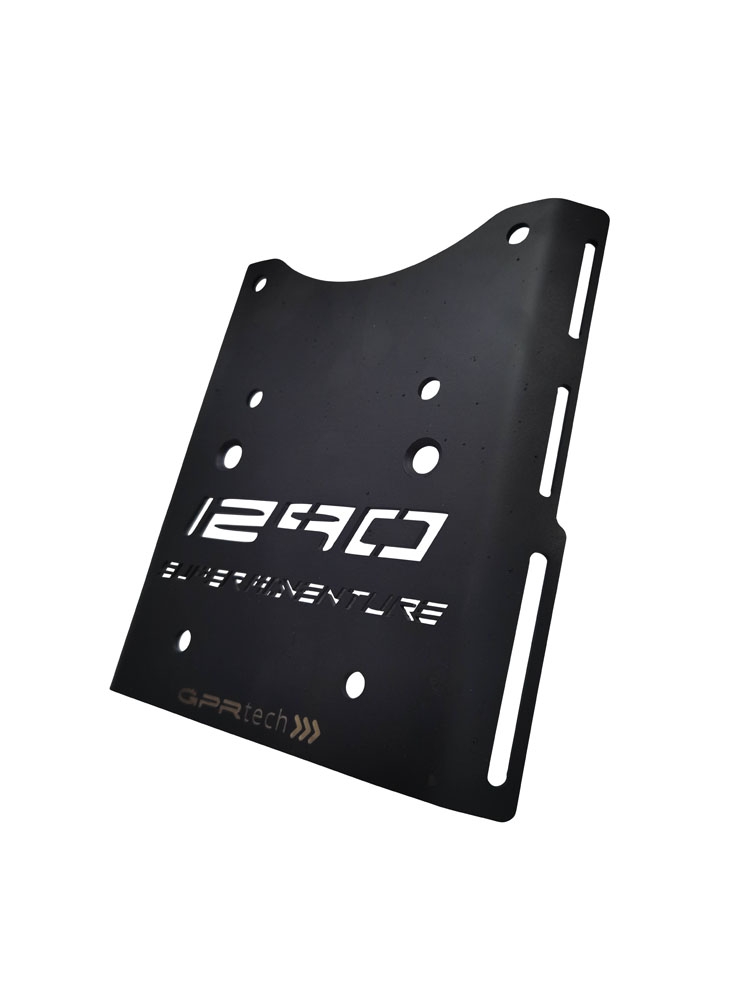 GPR TECH compatible with  Ktm Lc 8 1290 Super Adventure R/S 2021/2024 e5 GPR TECH SPECIFIC TITANIUM PLATE TOP CASE-ALPITECH 35/55 LT compatible with original luggage rack,titanium made with 4 anchor points