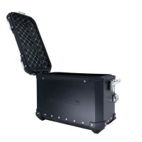 GPR TECH Pair of side cases aluminum made with contoured right side,no rack included, black color Capacity 38 LT. + 32 LT.