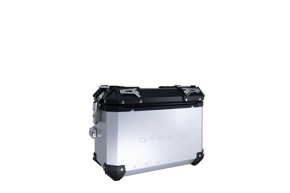GPR TECH Pair of side cases aluminum made with contoured right side,no rack included, silver color  Capacity 38 LT. + 32 LT.