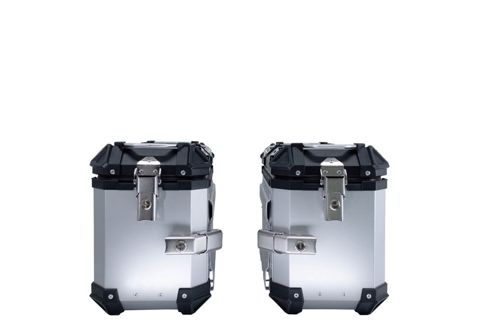 GPR TECH Pair of side cases aluminum made ,no rack included, silver color  Capacity 38 LT. + 38 LT.