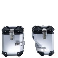 GPR TECH Pair of side cases aluminum made with contoured right side,no rack included, silver color  Capacity 38 LT. + 32 LT.