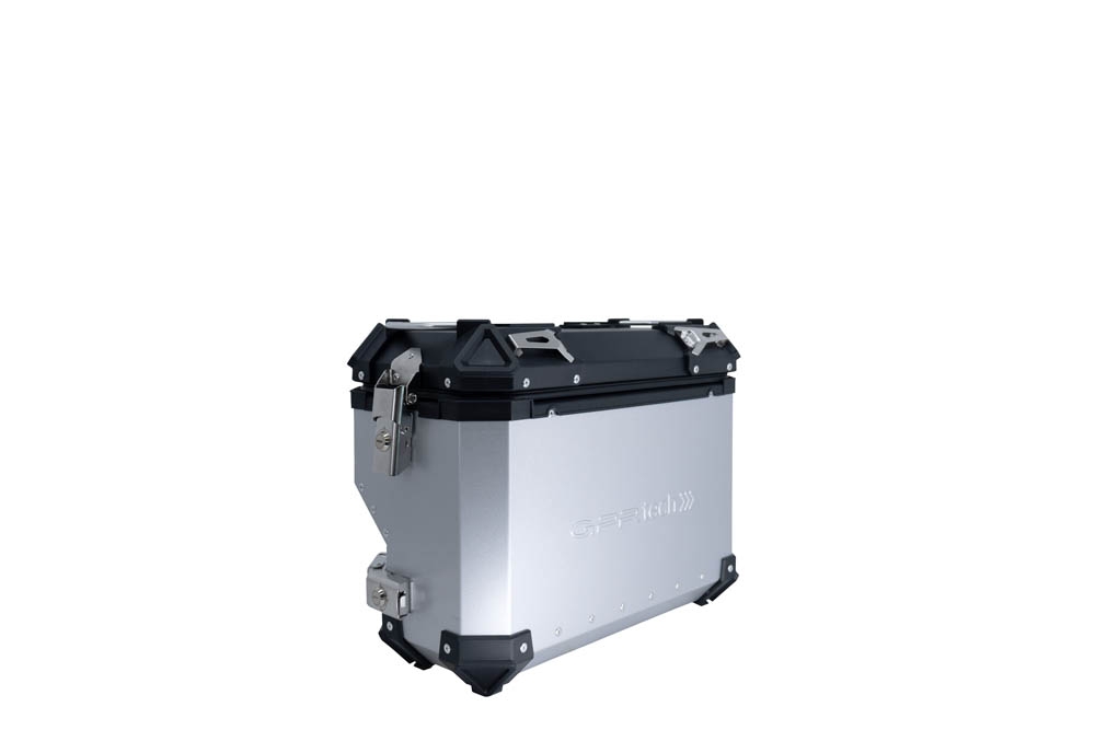 GPR TECH Pair of side cases aluminum made with contoured right side,no rack included, silver color  Capacity 38 LT. + 32 LT.