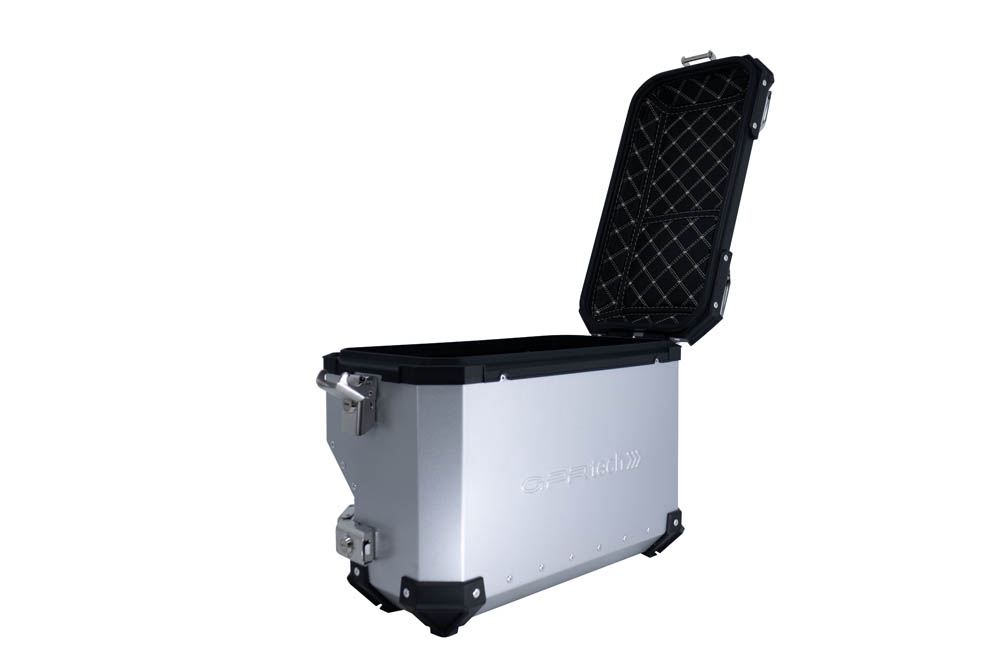 GPR TECH Pair of side cases aluminum made with contoured right side,no rack included, silver color  Capacity 38 LT. + 32 LT.