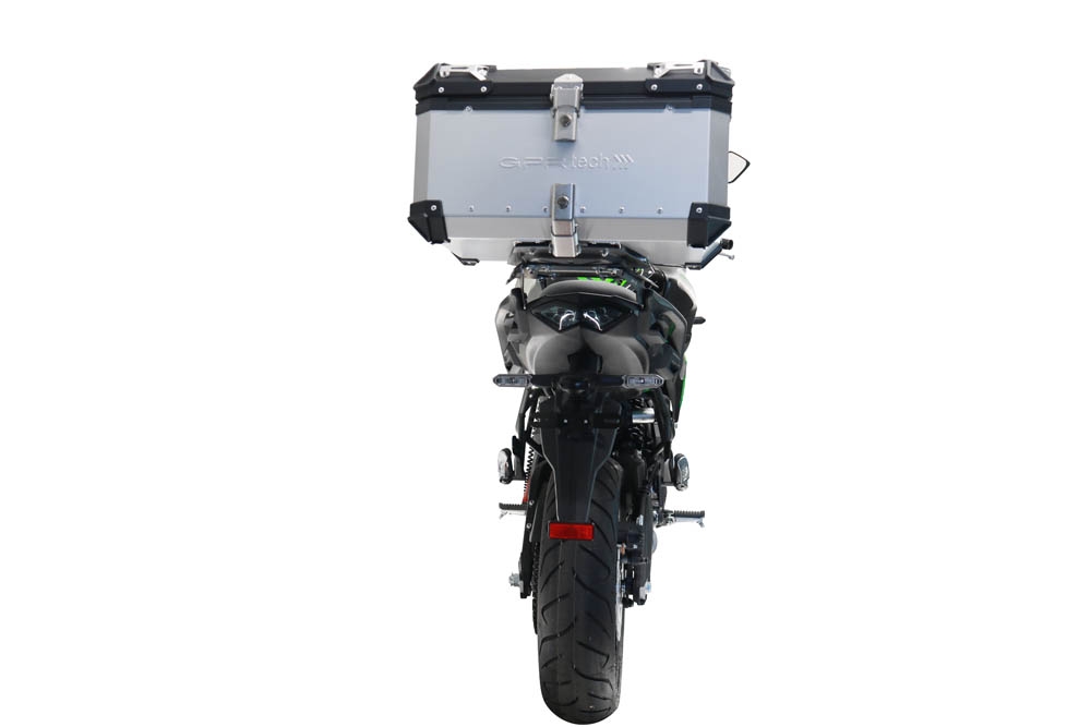 GPR TECH compatible with  Kawasaki Versys 650 2023/2024 e5 plus GPR TECH Top case in aluminum, silver color with specific plate included Capacity 35 LT.