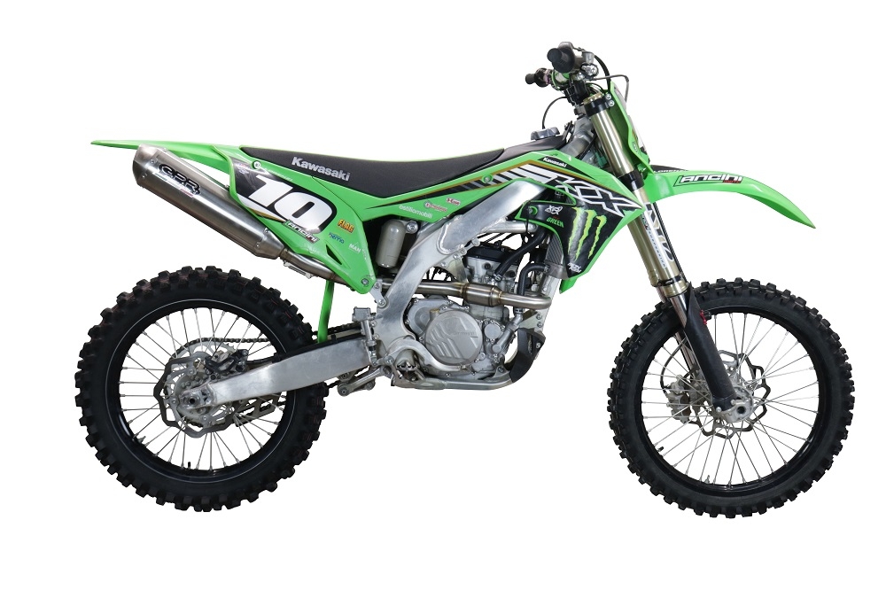 Exhaust compatible with Kawasaki KX 250 F 2021-2023, Pentacross FULL Titanium, Racing slip-on exhaust, including link pipe and removable db killer/spark arrestor 