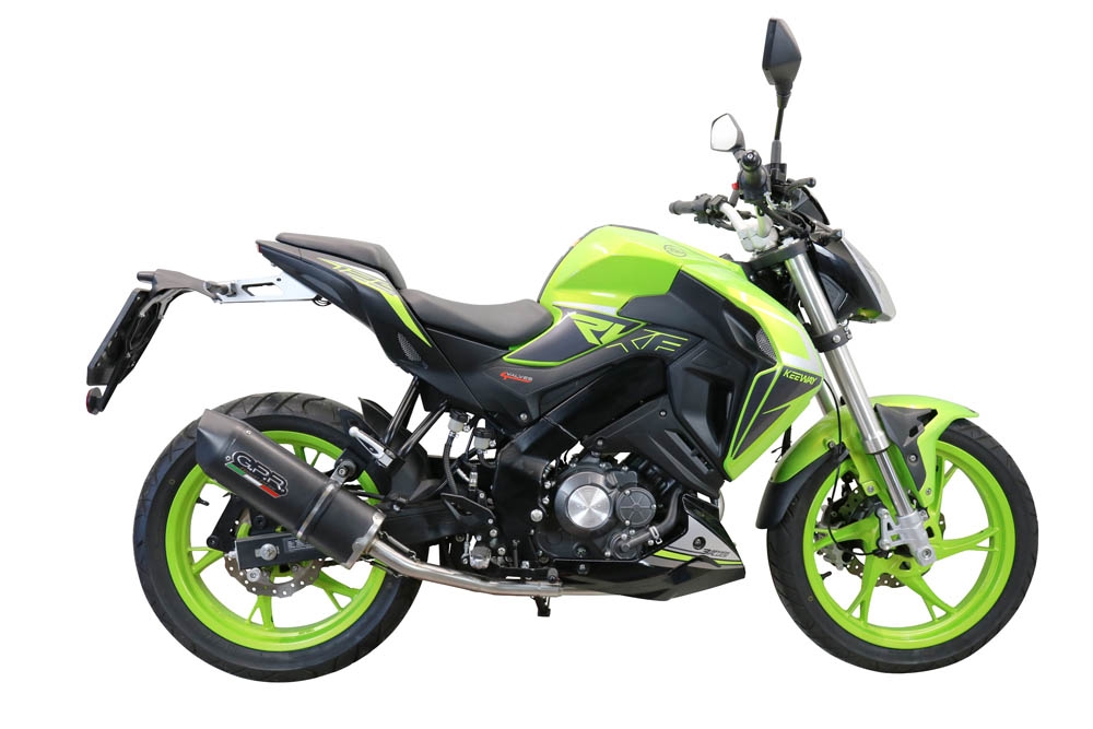 Exhaust compatible with Keeway Rkf 125 2021-2023, Furore Evo4 Nero, Homologated legal full system exhaust, including removable db killer and catalyst 
