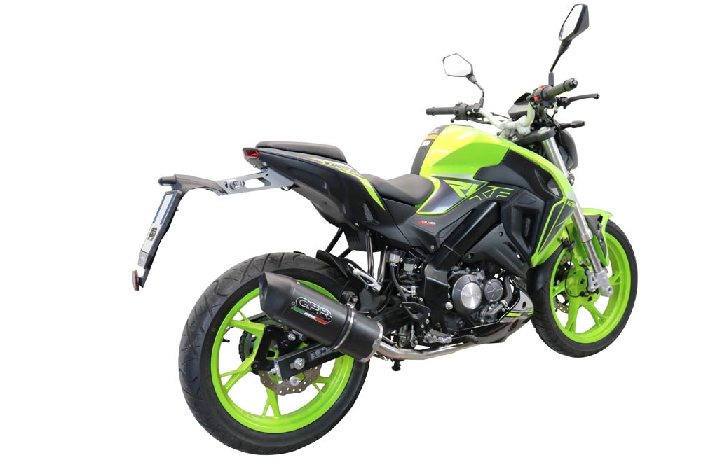 Exhaust compatible with Keeway Rkf 125 2021-2023, Furore Evo4 Nero, Homologated legal full system exhaust, including removable db killer and catalyst 