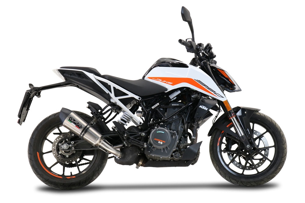 Exhaust compatible with Ktm Duke 125 2021-2023, GP Evo4 Titanium, Homologated legal slip-on exhaust including removable db killer and link pipe 
