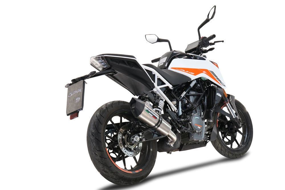Exhaust compatible with Ktm Duke 125 2021-2023, GP Evo4 Titanium, Homologated legal slip-on exhaust including removable db killer and link pipe 