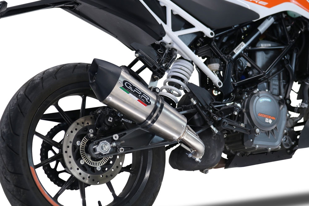 Exhaust compatible with Ktm Duke 125 2021-2023, GP Evo4 Titanium, Homologated legal slip-on exhaust including removable db killer and link pipe 