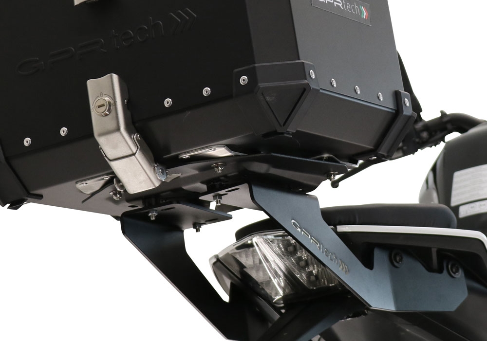 roof rack GPR TECH compatible with  Ktm Duke 390 2021/2023 e5 GPR TECH Specific rear rack Top Case ALPITECH 26 LT Rear rack,stainless steel made with 4 anchor points