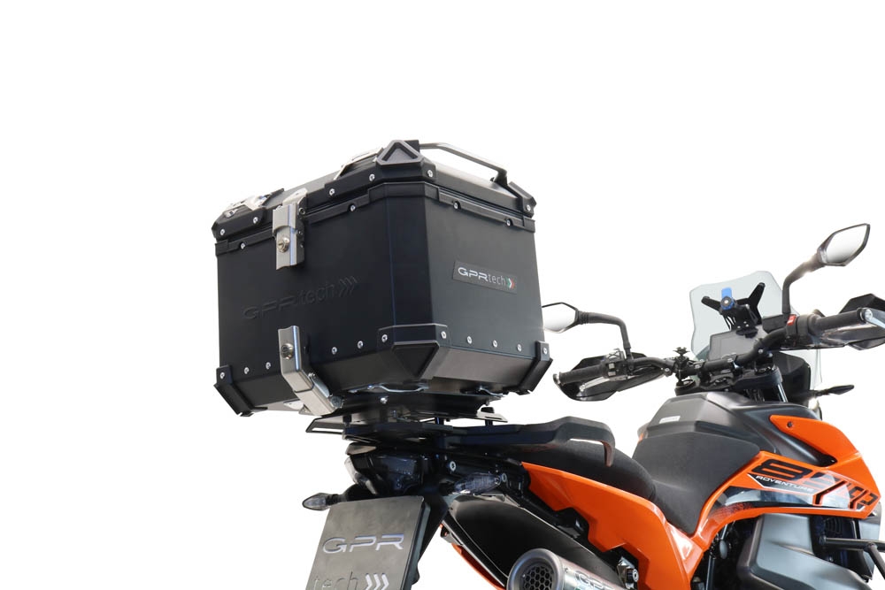 Top case GPR TECH compatible with  Ktm Lc 8 Adventure 1050 2015/2016 e3 GPR TECH Top case in aluminum, black color with specific plate included Capacity 35 LT.