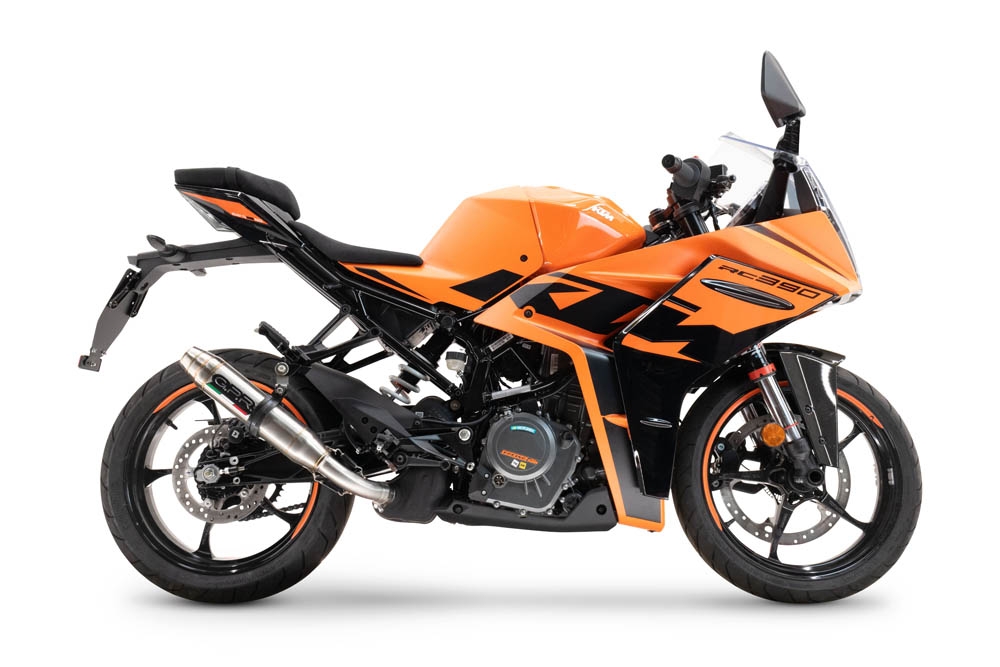 Exhaust compatible with Ktm Rc 390 2022-2024, Deeptone Inox, Homologated legal slip-on exhaust including removable db killer and link pipe 