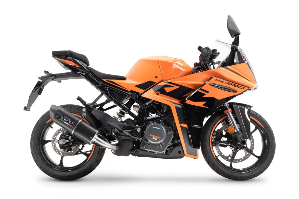 Exhaust compatible with Ktm Rc 125 2021-2024, Furore Evo4 Nero, Homologated legal slip-on exhaust including removable db killer and link pipe 