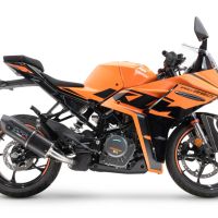 Exhaust compatible with Ktm Rc 125 2021-2024, Furore Evo4 Nero, Homologated legal slip-on exhaust including removable db killer and link pipe 