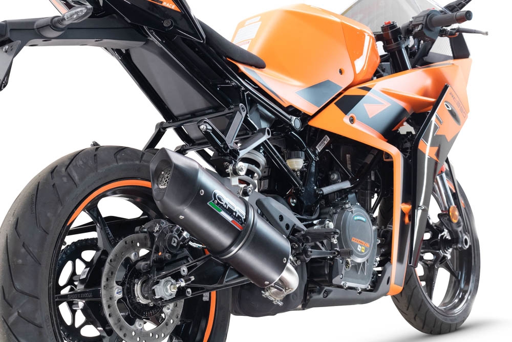 Exhaust compatible with Ktm Rc 125 2021-2024, Furore Evo4 Nero, Homologated legal slip-on exhaust including removable db killer and link pipe 