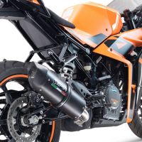 Exhaust compatible with Ktm Rc 125 2021-2024, Furore Evo4 Nero, Homologated legal slip-on exhaust including removable db killer and link pipe 