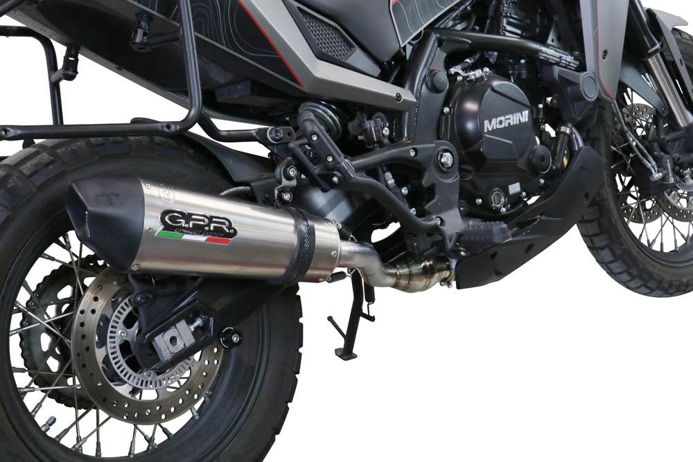 Exhaust compatible with Moto Morini X-CAPE 650 2021-2024, GP Evo4 Titanium, Homologated legal Mid-full system exhaust, including removable db killer and catalyst 