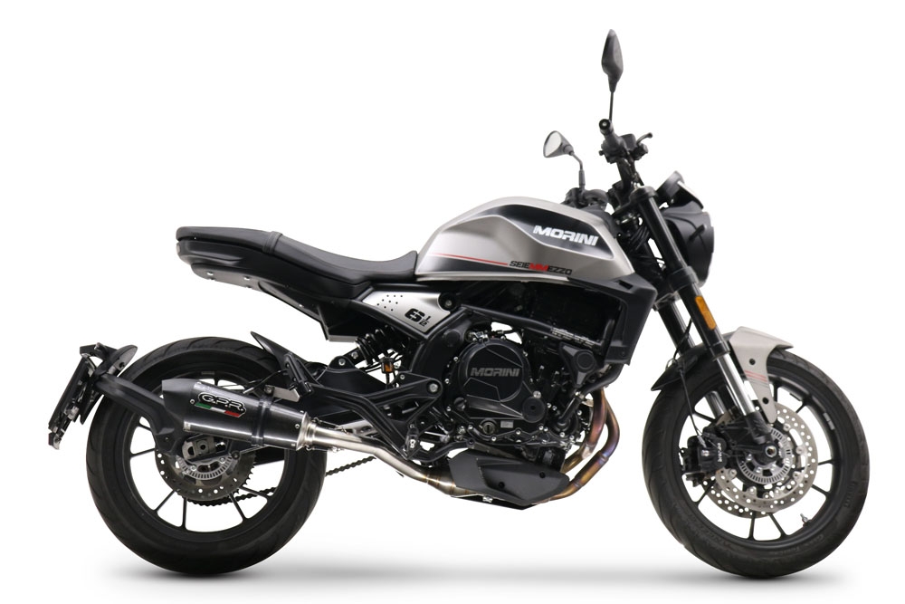Exhaust compatible with Moto Morini Seiemmezzo Str 2022-2024, GP Evo4 Poppy, Homologated legal Mid-full system exhaust, including removable db killer and catalyst 