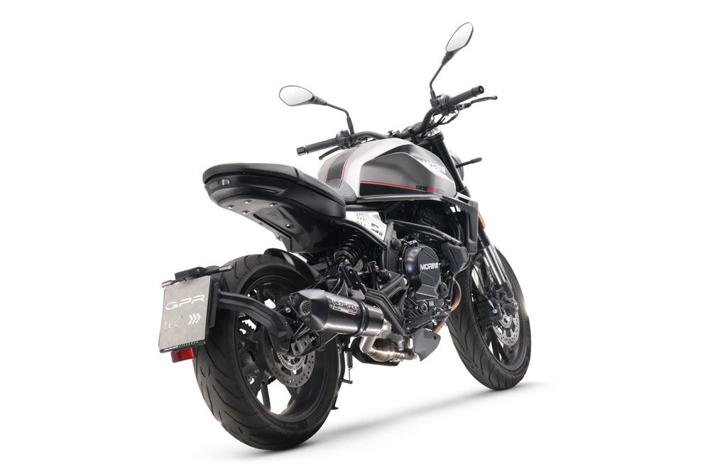 Exhaust compatible with Moto Morini Seiemmezzo Str 2022-2024, GP Evo4 Poppy, Homologated legal Mid-full system exhaust, including removable db killer and catalyst 