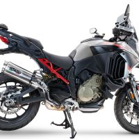 Exhaust compatible with Ducati Multistrada V4 Rally 2023-2024, Dual Inox, Homologated legal slip-on exhaust including removable db killer and link pipe 