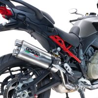 Exhaust compatible with Ducati Multistrada V4 Rally 2023-2024, Dual Inox, Homologated legal slip-on exhaust including removable db killer and link pipe 