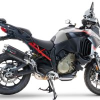 Exhaust compatible with Ducati Multistrada V4 Rally 2023-2024, Dual Poppy, Homologated legal slip-on exhaust including removable db killer and link pipe 