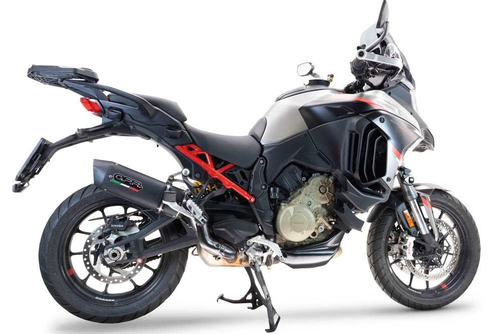 Exhaust compatible with Ducati Multistrada V4 - S 2022-2024, Furore Evo4 Nero, Homologated legal slip-on exhaust including removable db killer and link pipe 