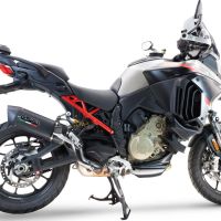 Exhaust compatible with Ducati Multistrada V4 - S 2022-2024, Furore Evo4 Nero, Homologated legal slip-on exhaust including removable db killer and link pipe 