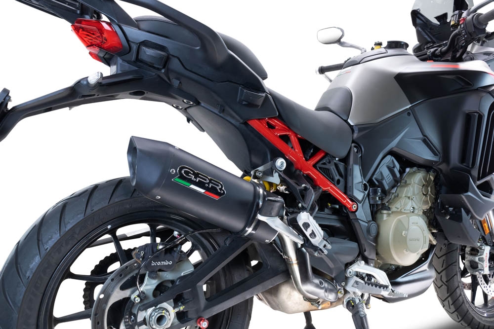 Exhaust compatible with Ducati Multistrada V4 - S 2022-2024, Furore Evo4 Nero, Homologated legal slip-on exhaust including removable db killer and link pipe 