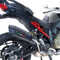 Exhaust compatible with Ducati Multistrada V4 - S 2022-2024, Furore Evo4 Nero, Homologated legal slip-on exhaust including removable db killer and link pipe 
