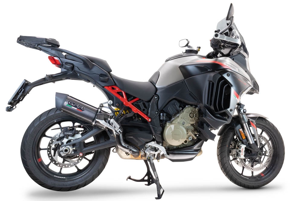 Exhaust compatible with Ducati Multistrada V4 Grand Tour 2024-2025, Furore Evo4 Poppy, Homologated legal slip-on exhaust including removable db killer and link pipe 