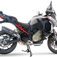 Exhaust compatible with Ducati Multistrada V4 Grand Tour 2024-2025, Furore Evo4 Poppy, Homologated legal slip-on exhaust including removable db killer and link pipe 