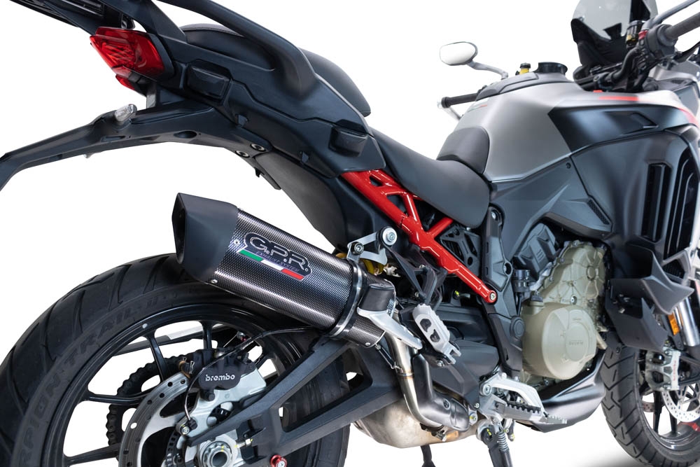 Exhaust compatible with Ducati Multistrada V4 Grand Tour 2024-2025, Furore Evo4 Poppy, Homologated legal slip-on exhaust including removable db killer and link pipe 