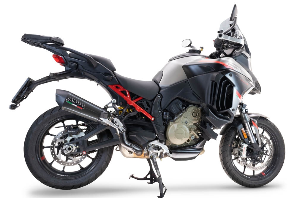 Exhaust compatible with Ducati Multistrada V4 - S 2022-2024, GP Evo4 Poppy, Homologated legal slip-on exhaust including removable db killer and link pipe 