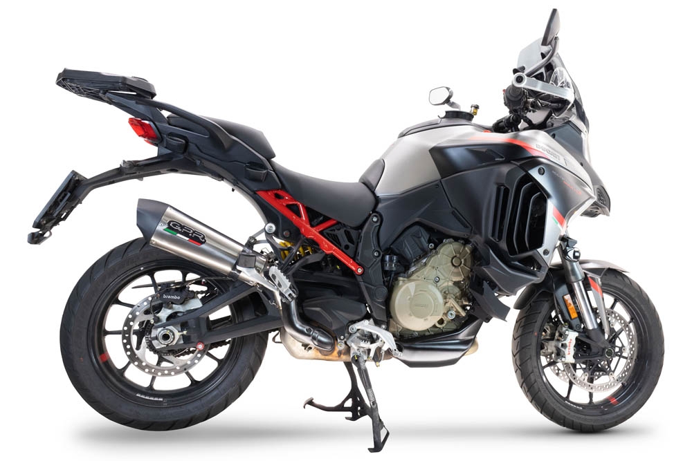 Exhaust compatible with Ducati Multistrada V4 - S 2022-2024, GP Evo4 Titanium, Homologated legal slip-on exhaust including removable db killer and link pipe 