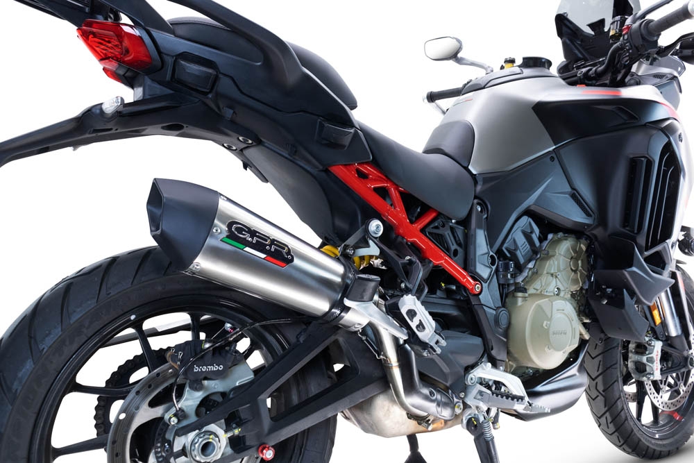 Exhaust compatible with Ducati Multistrada V4 - S 2022-2024, GP Evo4 Titanium, Homologated legal slip-on exhaust including removable db killer and link pipe 