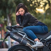 Exhaust compatible with Triumph Tiger 900 2020-2023, Furore Evo4 Nero, Homologated legal slip-on exhaust including removable db killer and link pipe 