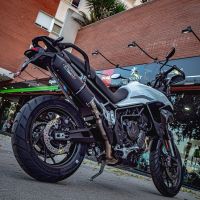 Exhaust compatible with Triumph Tiger 900 2020-2023, Furore Evo4 Nero, Homologated legal slip-on exhaust including removable db killer and link pipe 