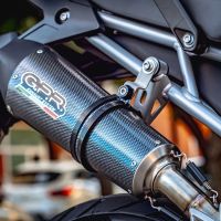 Exhaust compatible with Triumph Tiger 850 2020-2024, GP Evo4 Poppy, Homologated legal slip-on exhaust including removable db killer and link pipe 