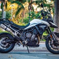 Exhaust compatible with Triumph Tiger 900 2020-2023, GP Evo4 Titanium, Homologated legal slip-on exhaust including removable db killer and link pipe 